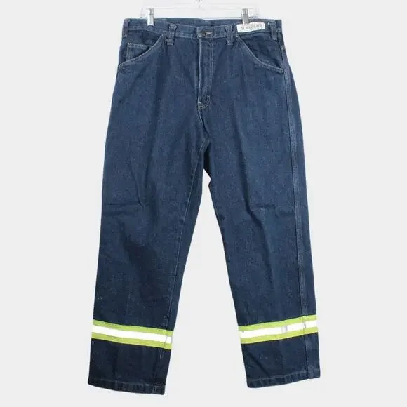 Dickies Jeans Sz 36x30 Work Flame Retardant Reflective Strip on Leg Safety Pants - Picture 1 of 9